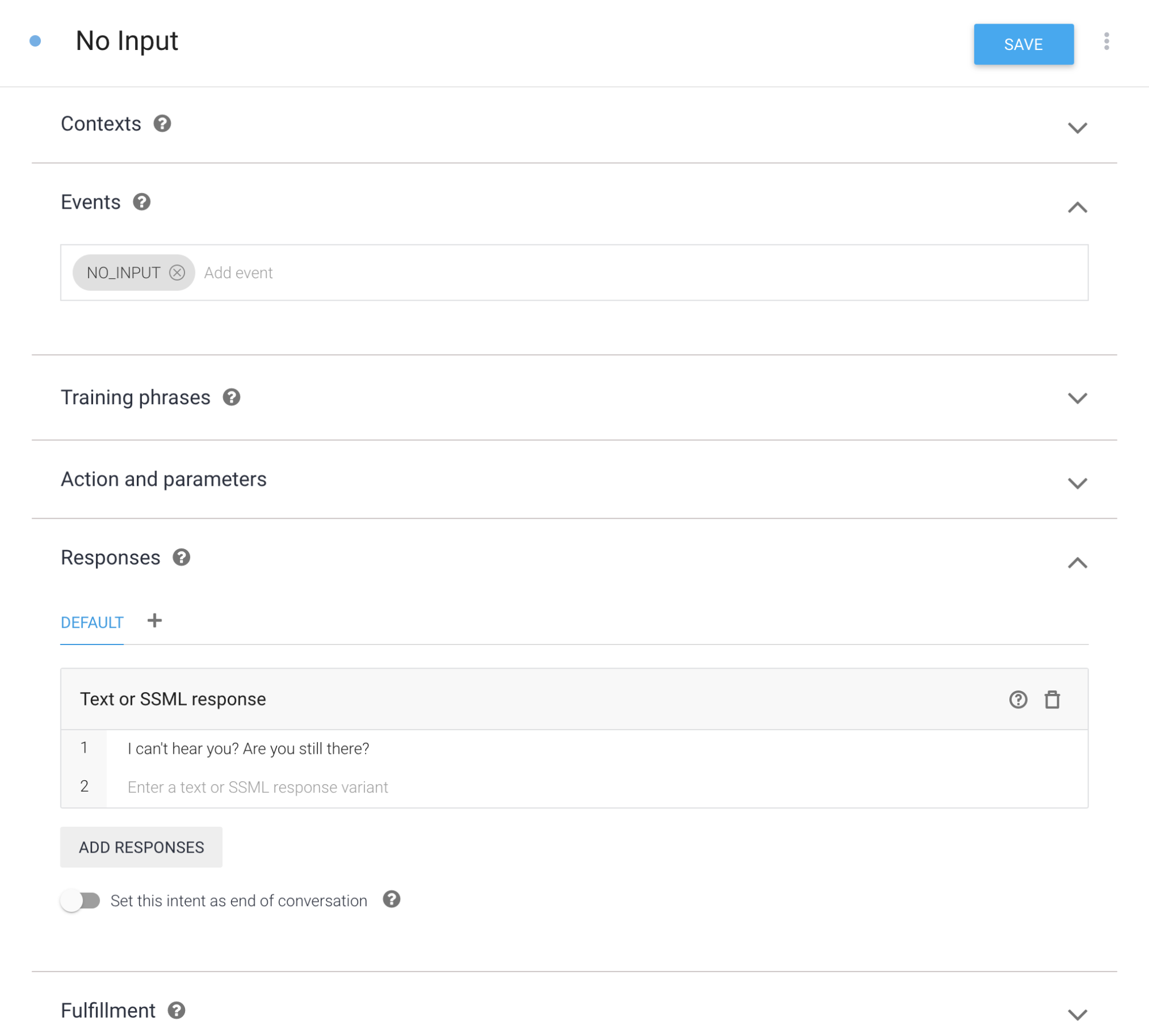 Dialogflow-No-Input-intent